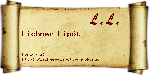 Lichner Lipót névjegykártya